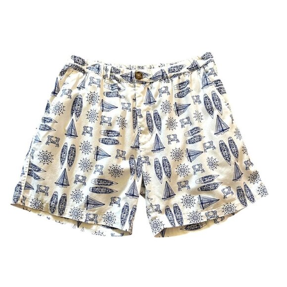 Chubbies Mens White Blue Nautical Boat Sailing Print 5.5" Chino Shorts Size L - Picture 1 of 7